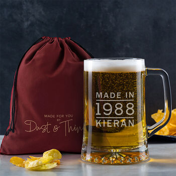 Personalised Pint Glass Tankard For Him With Gift Bag, 2 of 8