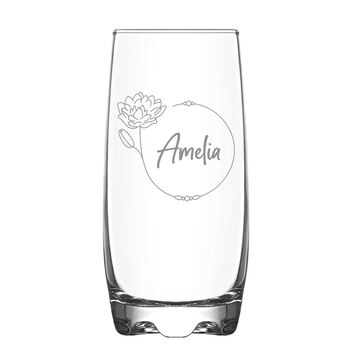 Personalised Birth Flower Hi Ball Glass Tumbler, 6 of 8