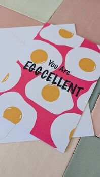 You Are Eggcellent Greeting Card – Pink With Eggs – Blank Inside, 3 of 4