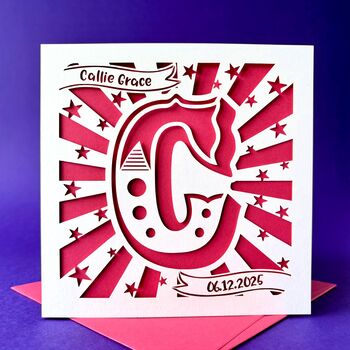 Papercut Initial Personalised New Baby Card, 3 of 8