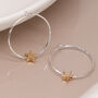 Large Silver Plated Organic Golden Star Hoop Earrings – 25mm, thumbnail 1 of 6