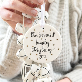 Personalised Family Ceramic Christmas Tree Bauble, 2 of 2