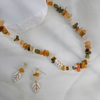 Autumn Elegance Gemstone And Pearl Earrings, 2 of 3