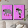 Valentines Pink Heart Zebra In Heels Original Art Print, thumbnail 4 of 7