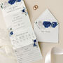 Royal Blue Floral Concertina Wedding Invitations, thumbnail 1 of 4