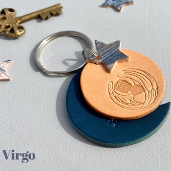 Personalised Zodiac Birthday Leather Keyring, 7 of 12