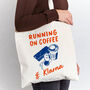 Funny Tote Bag 'Running On Coffee And Klarna', thumbnail 1 of 3