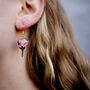 Rose Bud Pressed Flower Silver Or Gold Earrings, thumbnail 1 of 11