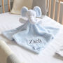 Personalised Blue Elephant With Bow Baby Comforter, thumbnail 2 of 5