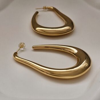 Irregular U Shape Hoops Gold, 5 of 8