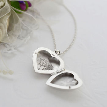 Sterling Silver Tree Heart Locket Necklace, 6 of 9