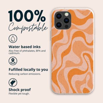 Orange Marble Eco Friendly, Biodegradable Phone Case, 2 of 8