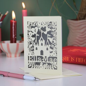 Personalised Lasercut Castle Birthday Card, 7 of 7
