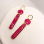 Long Pink Stud Statement Earrings, Clay And Resin, thumbnail 6 of 11