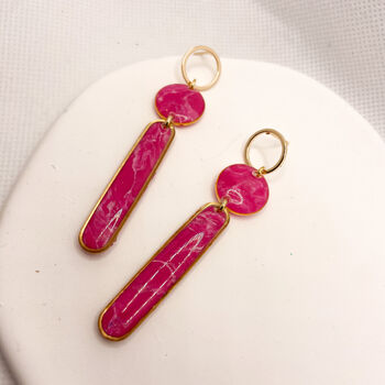 Long Pink Stud Statement Earrings, Clay And Resin, 6 of 11