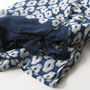 Navy Blue Geometric Print Tassel Soft Scarf, thumbnail 3 of 10