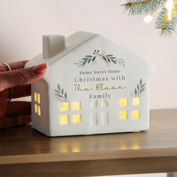 Personalised Christmas Foliage LED House – Light Up Christmas Decoration, 4 of 5