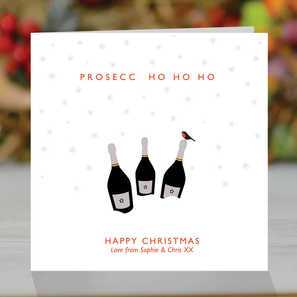 Personalised Prosecc Ho Ho Ho, Christmas Card, 1 of 2