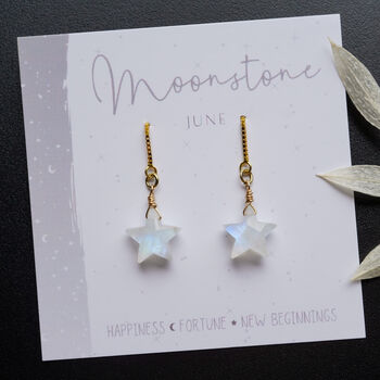 Star Moonstone Ear Threader Earrings, 3 of 12