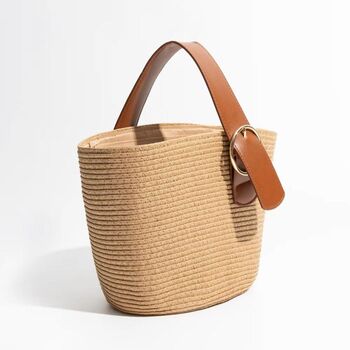 Saint Tropez Cream Cocoa Sraw Buckle Beach Bag, 3 of 4