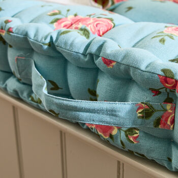 Heritage Blue Floral Bench Cushion, 5 of 5
