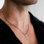 Mens 925 Silver Cross Pendant Necklace, thumbnail 6 of 10