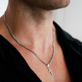 Mens 925 Silver Cross Pendant Necklace, 6 of 10