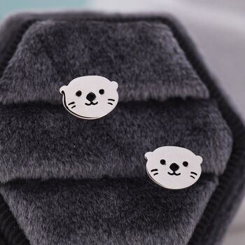 Otter Head Stud Earrings In Sterling Silver, 2 of 12