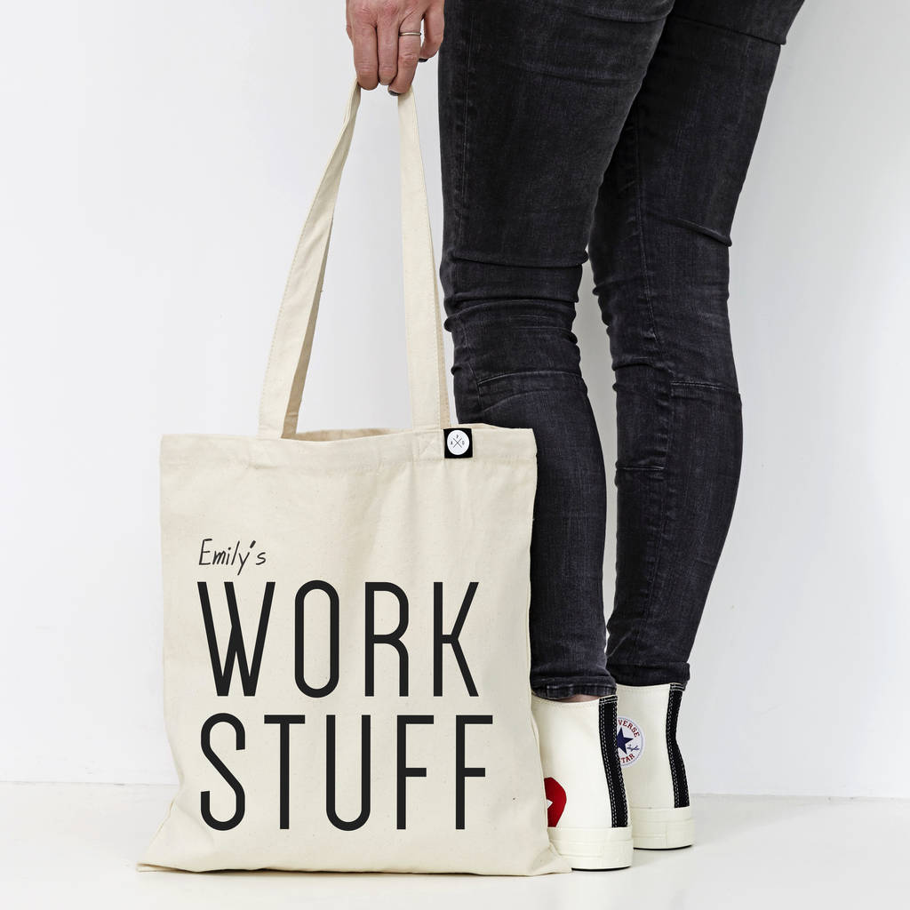 Personalised 'Work Stuff' Tote Bag By A Piece Of | notonthehighstreet.com