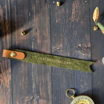 Personalised Anniversary And Birthday Leather Bookmark, 7 of 8