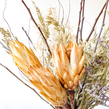 Dried Oat And Ruscus Bouquet With Proteas, 5 of 5
