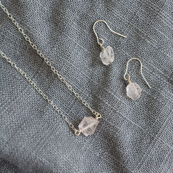 Raw Rose Quartz Necklace Sterling Silver, 5 of 6