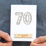 Personalised Marquee Lights 70th Birthday Card, thumbnail 1 of 3