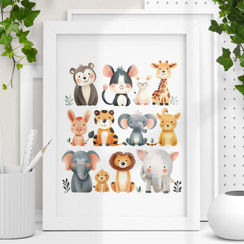 Happy Zoo Animal Wildlife Nursery Print For Children, 2 of 5