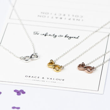 Infinity Symbol Necklace Sterling Silver And Gold, 2 of 10