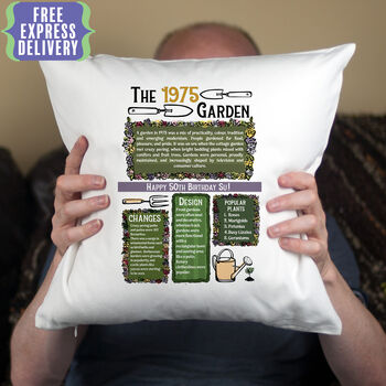 Birthday Gift For Gardeners Personalised Birth Year Cushion, 4 of 6