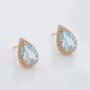 Blue Topaz 18k Gold Plated Pear Drop Earrings, thumbnail 2 of 3