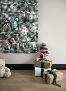 Personalised Green Gingham Ruffle Advent Calendar Embroidered, 11 of 12