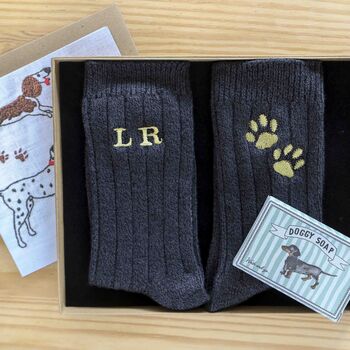 Personalised Dog Lover Walking Socks And Soap Gift Set, 8 of 8