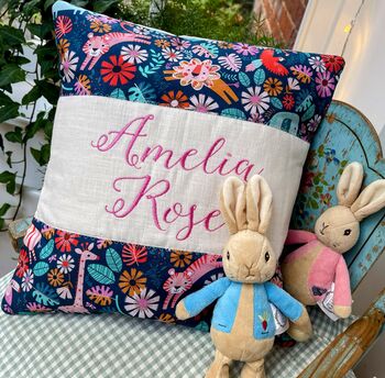 Blue Jungle Name Cushion, 2 of 4