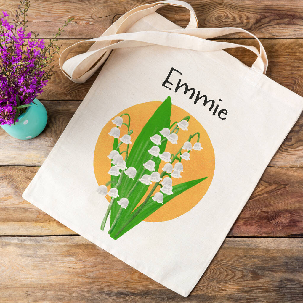 Personalised Birth Flower Canvas Tote Bag, 1 of 3
