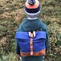 Mini Kids Canvas And Leather Rolltop Backpack, thumbnail 2 of 5