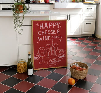 Happy Cheese And Wine Season Christmas Print, 4 of 4