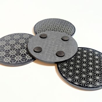 Japanese Patterns Coaster Four Pack In Slate, 2 of 6