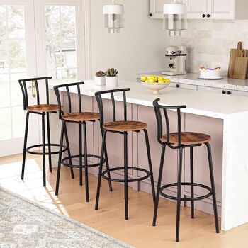 Set Of Two Bar Stools Chairs Kitchen Seats Footrest, 2 of 9