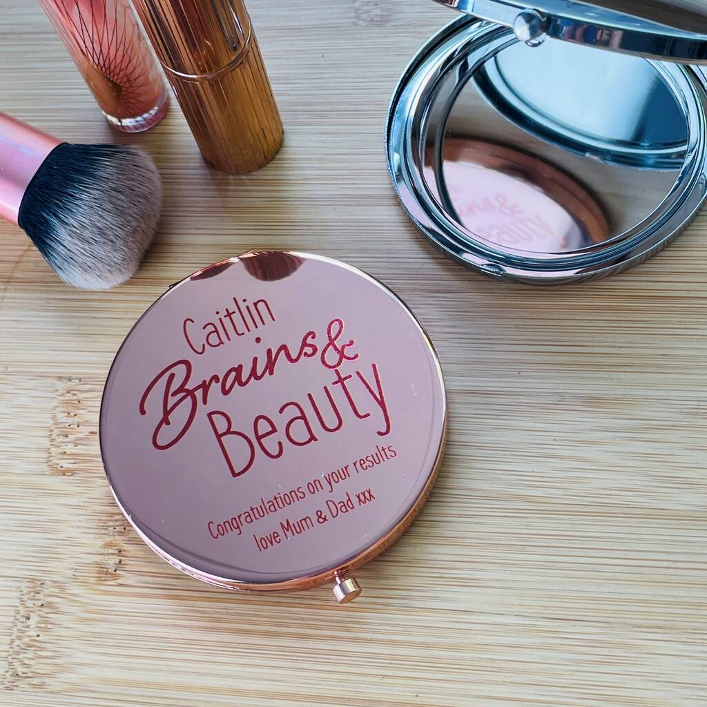 Personalised Brains And Beauty Compact Mirror, 1 of 2