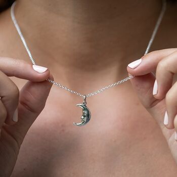 Sterling Silver Moon Charm Necklace, 3 of 8