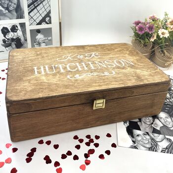 Personalised Wooden Couple's Keepsake Box, 9 of 12