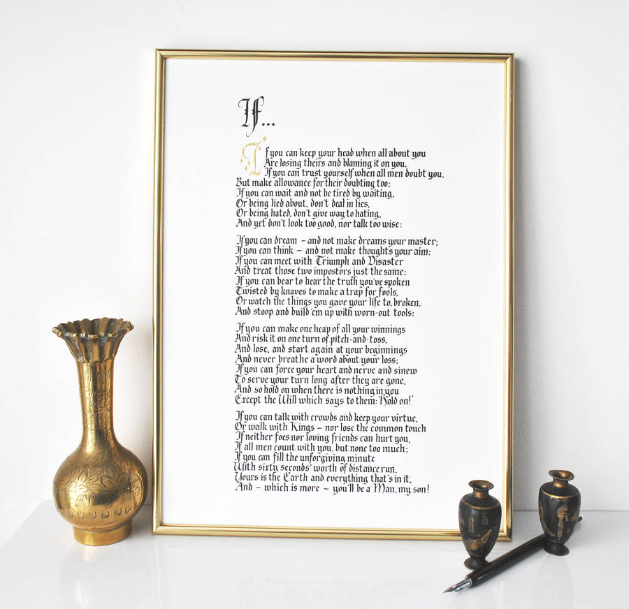 if by rudyard kipling poetry calligraphy print unframed by by moon ...