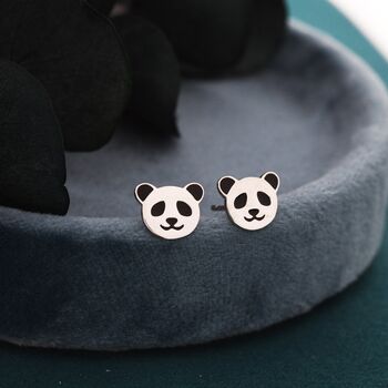 Sterling Silver Panda Bear Stud Earrings, 6 of 11